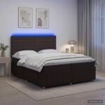 vidaXL LED boxspring posteľ s matracom Tmavohnedá 200 x 200 cm Látka – Obrázok 13