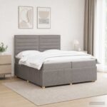 vidaXL LED boxspring posteľ s matracom Sivohnedá 200 x 200 cm Látka – Obrázok 12