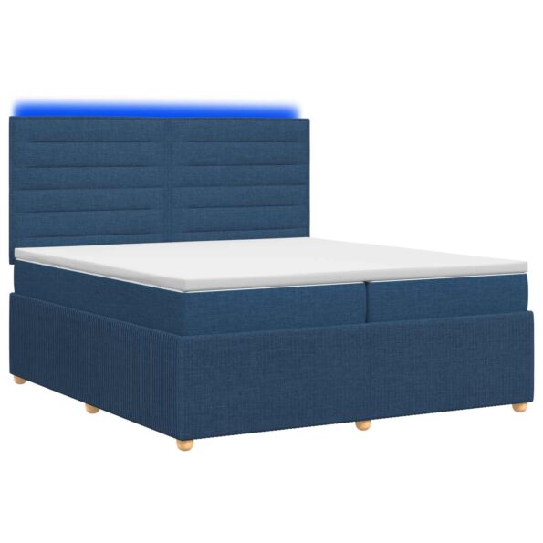 vidaXL LED boxspring posteľ s matracom Modrá 200 x 200 cm Látka – Obrázok 2