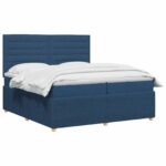 vidaXL LED boxspring posteľ s matracom Modrá 200 x 200 cm Látka – Obrázok 3
