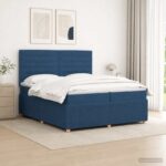 vidaXL LED boxspring posteľ s matracom Modrá 200 x 200 cm Látka – Obrázok 4