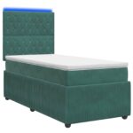 vidaXL LED boxspring posteľ s matracom Tmavozelená 80 x 200 cm Zamat – Obrázok 2