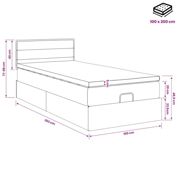 vidaXL Polohovací postel s matrací Sivohnedá 100 x 200 cm Látka – Obrázok 12