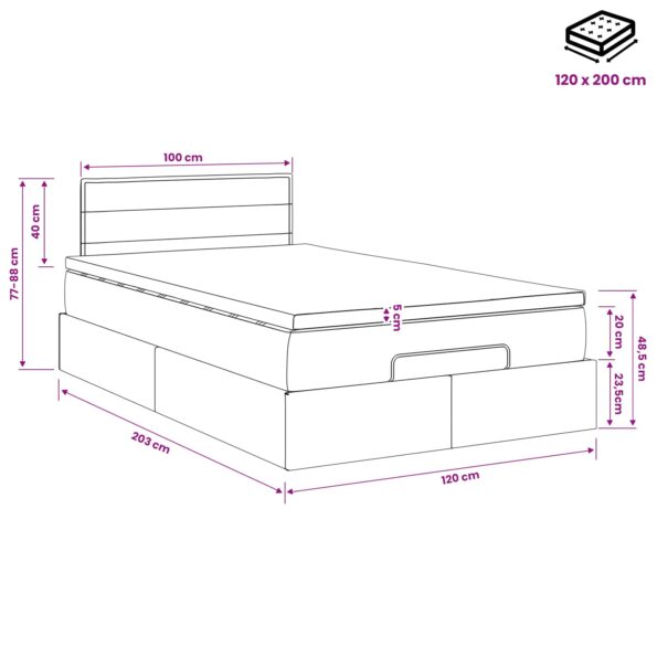 vidaXL Polohovací postel s matrací Tmavohnedá 120 x 200 cm Látka – Obrázok 12