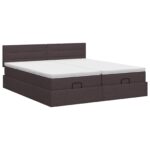 vidaXL Polohovací postel s matrací 2 pcs Tmavohnedá Látka – Obrázok 7