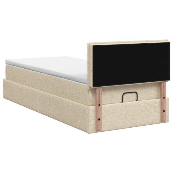 vidaXL Ottoman posteľ s matracom a LED Krémová 90 x 190 cm Látka – Obrázok 8