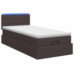 vidaXL Ottoman posteľ s matracom a LED Tmavohnedá 100 x 200 cm Látka – Obrázok 9