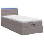 vidaXL Ottoman posteľ s matracom a LED Sivohnedá 100 x 200 cm Látka – Obrázok 9