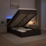 vidaXL Ottoman posteľ s matracom a LED Tmavohnedá 120 x 200 cm Látka – Obrázok 4