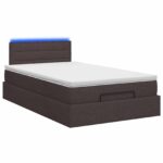 vidaXL Ottoman posteľ s matracom a LED Tmavohnedá 120 x 200 cm Látka – Obrázok 9