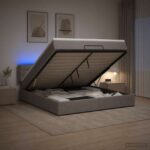 vidaXL Ottoman posteľ s matracom a LED Sivohnedá 160 x 200 cm Látka – Obrázok 13