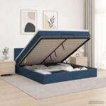 vidaXL Ottoman posteľ s matracom a LED Modrá 160 x 200 cm Látka – Obrázok 4