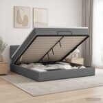 vidaXL Ottoman posteľ s matracom a LED Tmavosivá 180 x 200 cm Látka – Obrázok 13