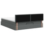 vidaXL Ottoman posteľ s matracom a LED Tmavosivá 180 x 200 cm Látka – Obrázok 8