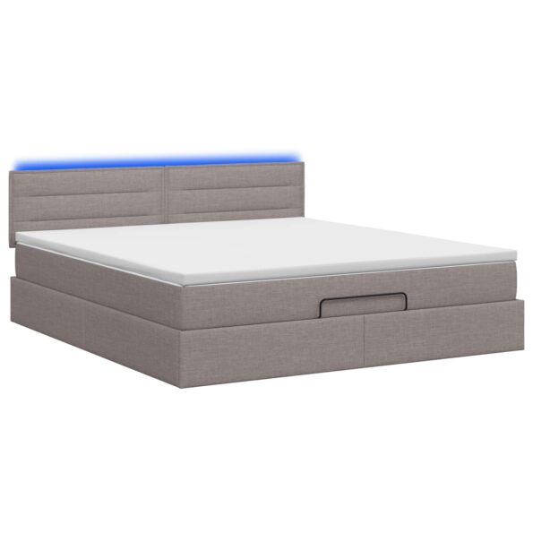 vidaXL Ottoman posteľ s matracom a LED Sivohnedá 180 x 200 cm Látka – Obrázok 7