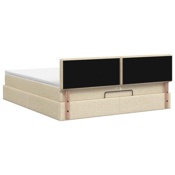 vidaXL Ottoman posteľ s matracom a LED Krémová 180 x 200 cm Látka – Obrázok 8