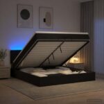 vidaXL Ottoman posteľ s matracom a LED Čierna 200 x 200 cm Látka – Obrázok 13
