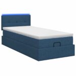vidaXL Ottoman posteľ s matracom a LED Modrá 80 x 200 cm Látka – Obrázok 9