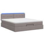 vidaXL Ottoman posteľ s matracom a LED Sivohnedá 160 x 200 cm Látka – Obrázok 7