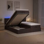 vidaXL Ottoman posteľ s matracom a LED Tmavohnedá 180 x 200 cm Látka