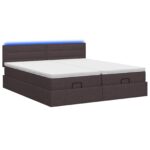 vidaXL Ottoman posteľ s matracom a LED Tmavohnedá 180 x 200 cm Látka – Obrázok 7