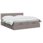 vidaXL Ottoman posteľ s matracom a LED Sivohnedá 180 x 200 cm Látka – Obrázok 2