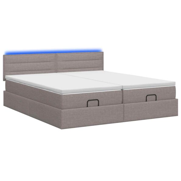 vidaXL Ottoman posteľ s matracom a LED Sivohnedá 180 x 200 cm Látka – Obrázok 7