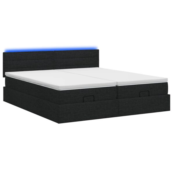 vidaXL Ottoman posteľ s matracom a LED Čierna 200 x 200 cm Látka – Obrázok 7