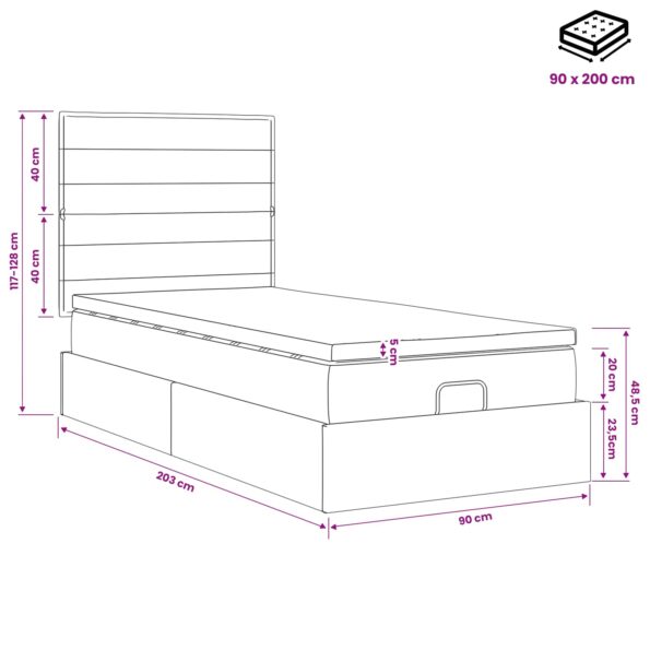vidaXL Polohovací postel s matrací Sivohnedá 90 x 200 cm Látka – Obrázok 11