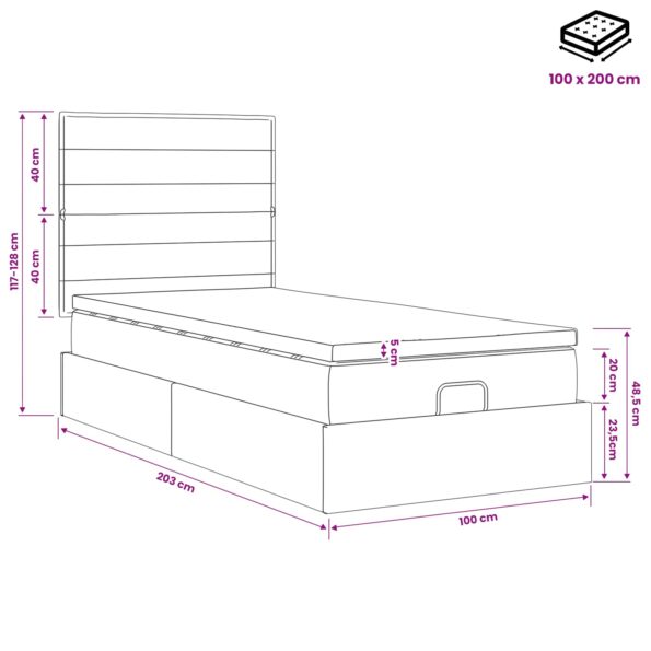 vidaXL Polohovací postel s matrací Krémová 100 x 200 cm Látka – Obrázok 11
