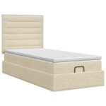 vidaXL Polohovací postel s matrací Krémová 100 x 200 cm Látka – Obrázok 7