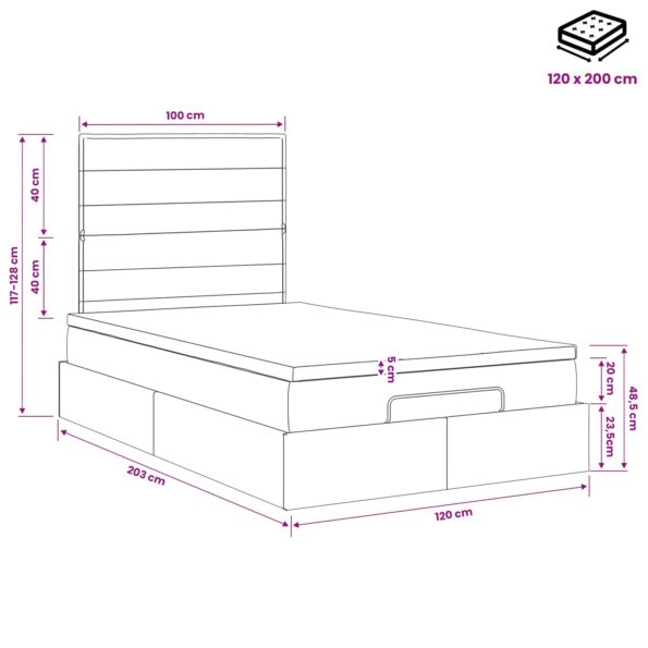 vidaXL Polohovací postel s matrací Modrá 120 x 200 cm Látka – Obrázok 12
