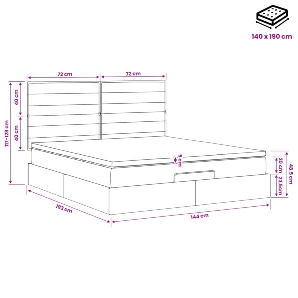 vidaXL Polohovací postel s matrací Modrá 140 x 190 cm Látka – Obrázok 11