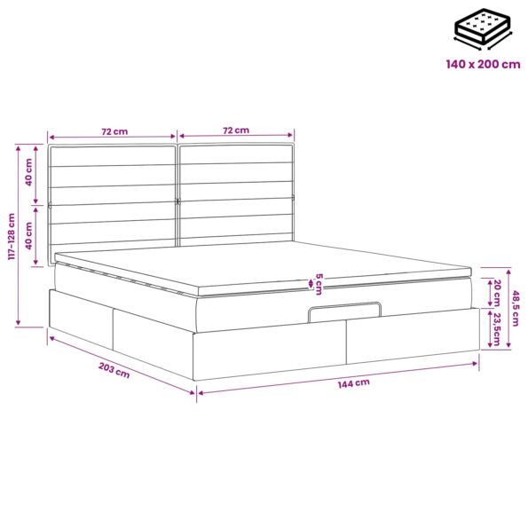 vidaXL Polohovací postel s matrací Modrá 140 x 200 cm Látka – Obrázok 11