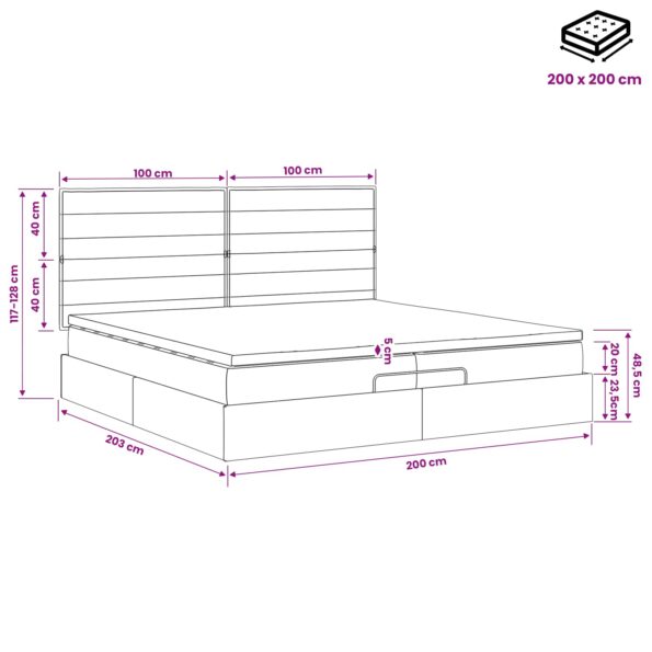 vidaXL Polohovací postel s matrací Modrá 200 x 200 cm Látka – Obrázok 12