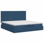 vidaXL Polohovací postel s matrací Modrá 200 x 200 cm Látka – Obrázok 5
