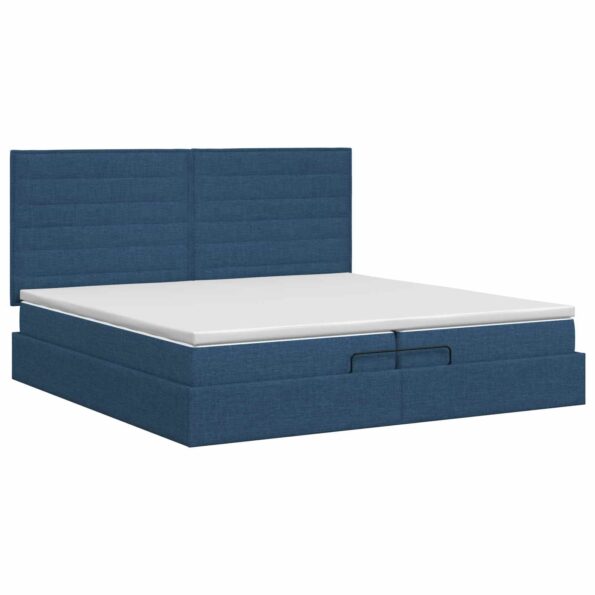 vidaXL Polohovací postel s matrací Modrá 200 x 200 cm Látka – Obrázok 5
