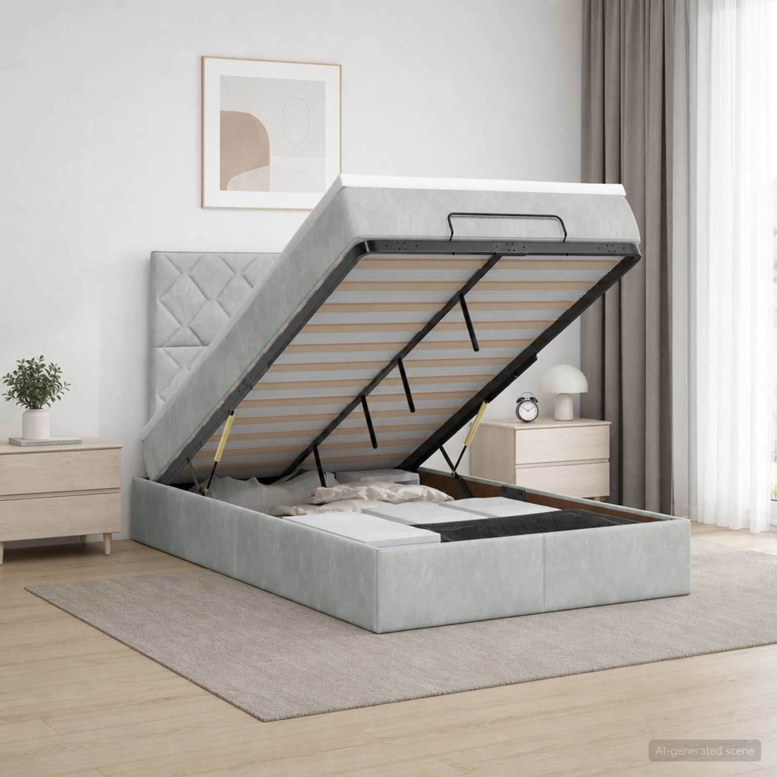 3457779_1.jpg vidaXL Polohovací postel s matrací Svetlosivá 120 x 190 cm Zamat – Obrázok 1