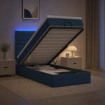 vidaXL Ottoman posteľ s matracom a LED Modrá 80 x 200 cm Látka – Obrázok 13