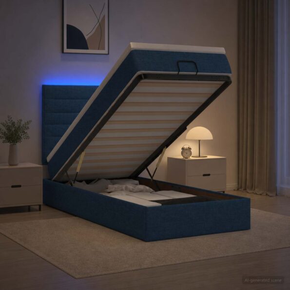 vidaXL Ottoman posteľ s matracom a LED Modrá 80 x 200 cm Látka – Obrázok 13