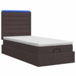 vidaXL Ottoman posteľ s matracom a LED Tmavohnedá 90 x 190 cm Látka – Obrázok 7