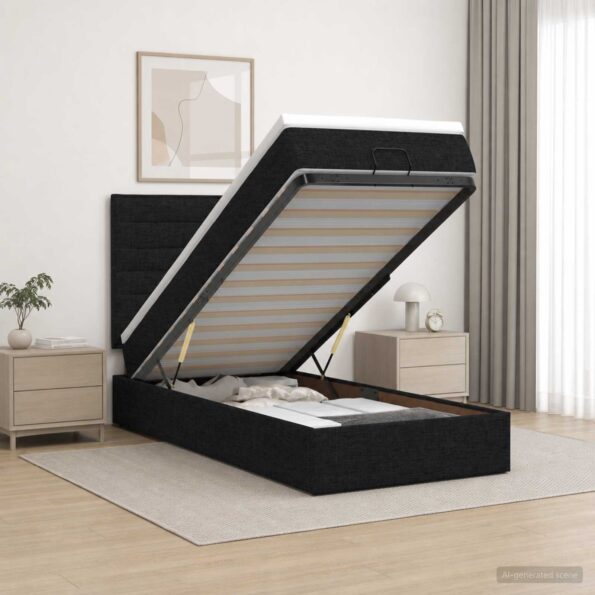 vidaXL Ottoman posteľ s matracom a LED Čierna 100 x 200 cm Látka – Obrázok 12