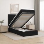 vidaXL Ottoman posteľ s matracom a LED Čierna 100 x 200 cm Látka