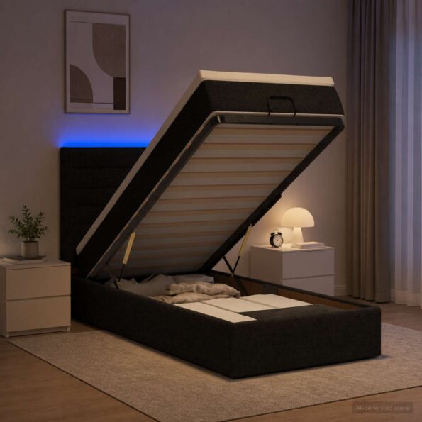 vidaXL Ottoman posteľ s matracom a LED Čierna 100 x 200 cm Látka – Obrázok 13