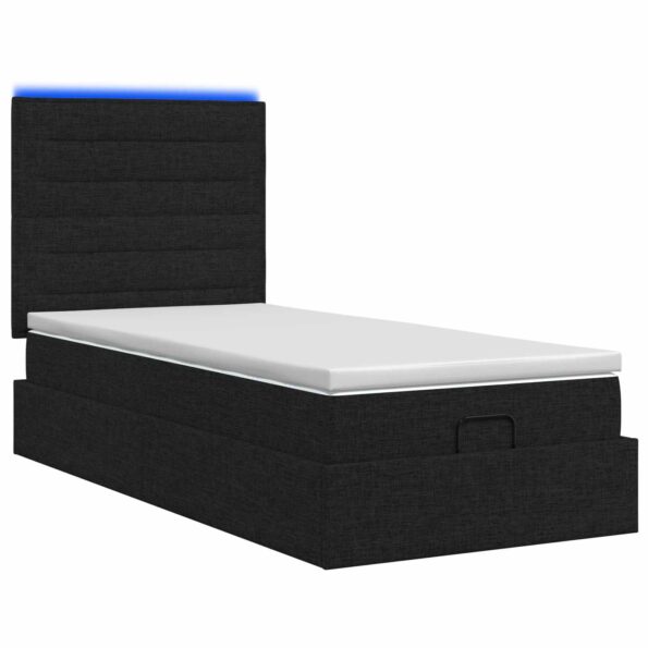 vidaXL Ottoman posteľ s matracom a LED Čierna 100 x 200 cm Látka – Obrázok 7