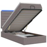 vidaXL Ottoman posteľ s matracom a LED Sivohnedá 100 x 200 cm Látka – Obrázok 2