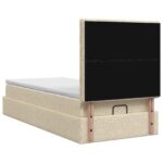 vidaXL Ottoman posteľ s matracom a LED Krémová 100 x 200 cm Látka – Obrázok 8