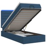 vidaXL Ottoman posteľ s matracom a LED Modrá 100 x 200 cm Látka – Obrázok 2