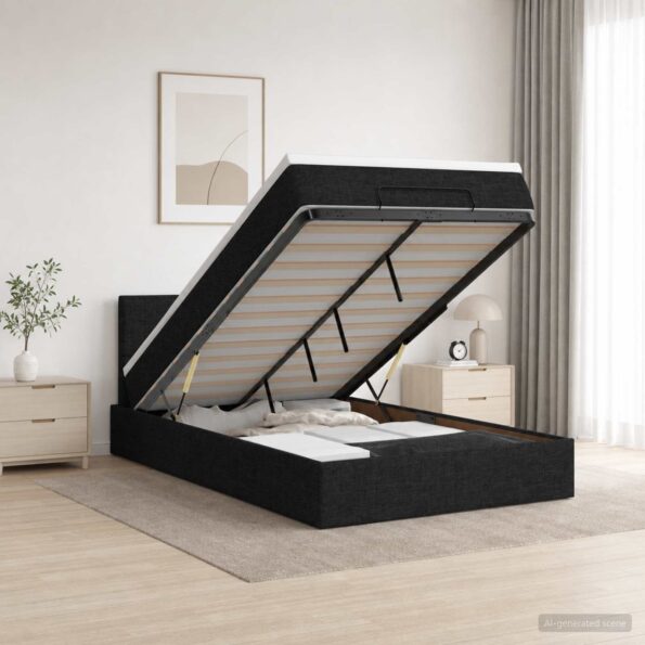 vidaXL Ottoman posteľ s matracom a LED Čierna 120 x 190 cm Látka – Obrázok 12