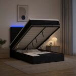 vidaXL Ottoman posteľ s matracom a LED Čierna 120 x 190 cm Látka – Obrázok 4